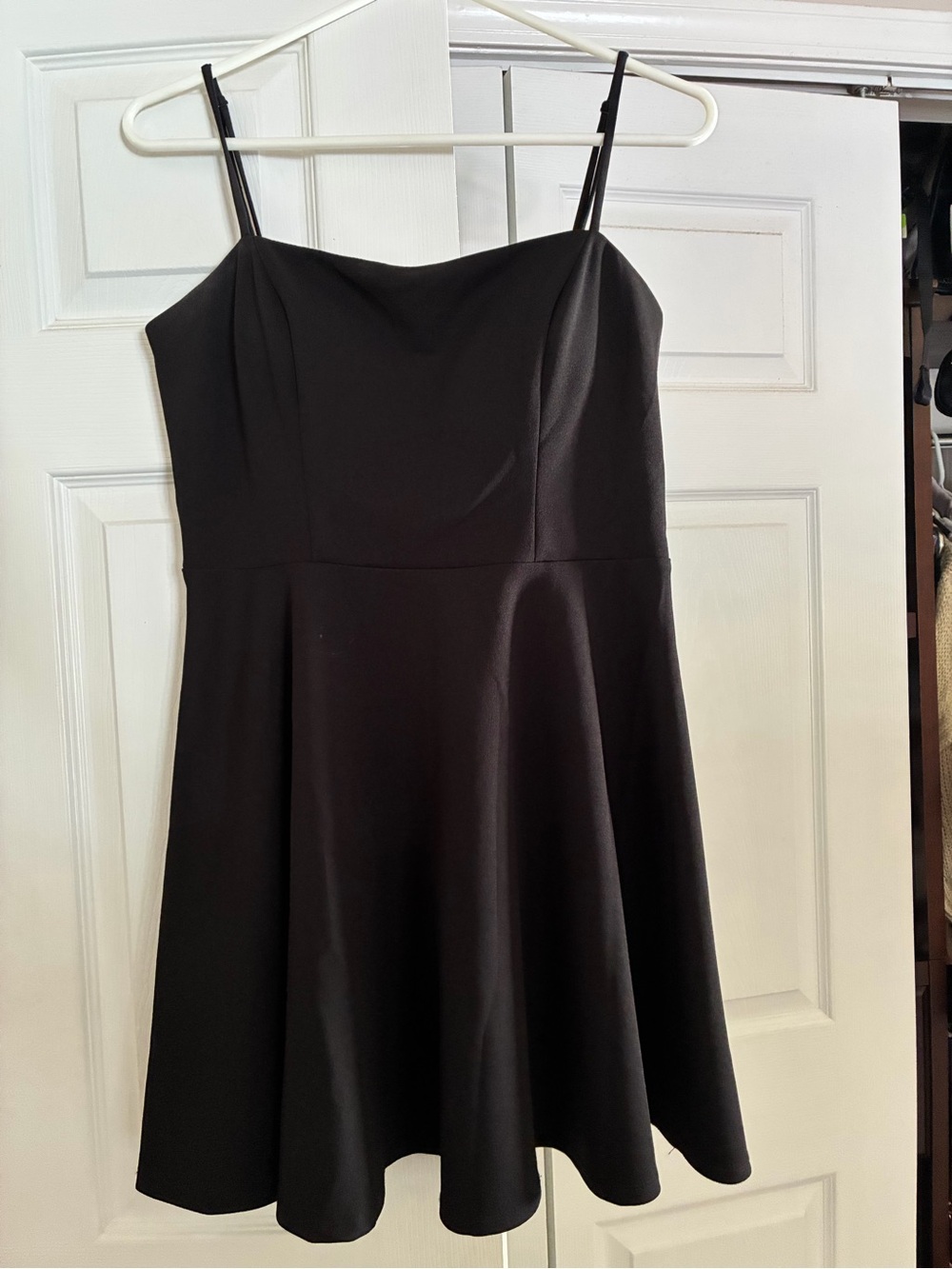 B. Smart Black Mini Spaghetti Strap Fit-and-Flare Dress